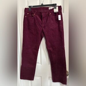 BNWT WOMEN GAP LOW RISE CORDUROY '90s SLIM STRAIGHT PANT TUSCAN RED 33/16 SHORT